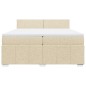 vidaXL Giroletto a Molle con Materasso Crema 200x200 cm in Tessuto