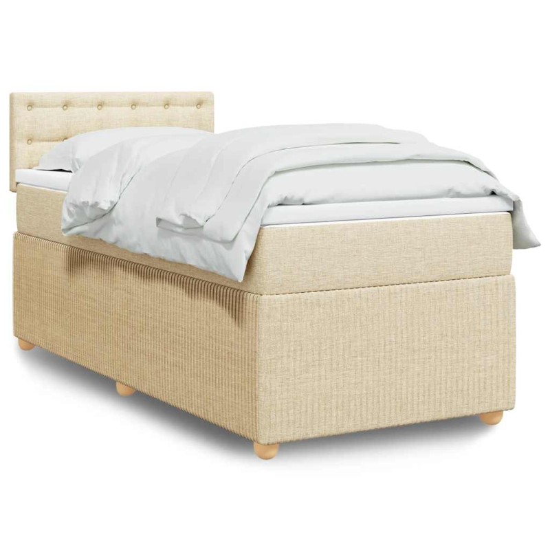 vidaXL Giroletto a Molle con Materasso Crema 90x200 cm inTessuto vidaXL Giroletto a Molle con Materasso Crema 90x200 cm inTessuto