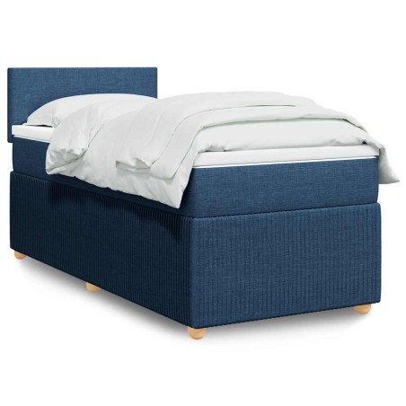 vidaXL Giroletto a Molle con Materasso Blu 100x200 cm in Tessuto