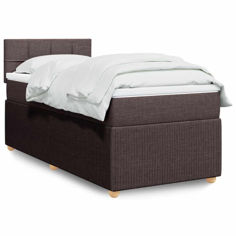 vidaXL Giroletto a Molle con Materasso Marrone Scuro 100x200cm Tessuto