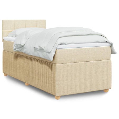 vidaXL Giroletto a Molle con Materasso Crema 100x200 cm in Tessuto