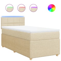 vidaXL Giroletto a Molle con Materasso Crema 100x200 cm in Tessuto