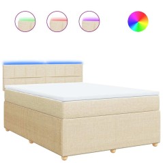 vidaXL Giroletto a Molle con Materasso Crema 140x19 cm in Tessuto