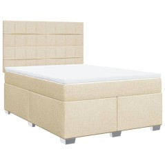 vidaXL Giroletto a Molle con Materasso Crema 140x200 cm in Tessuto