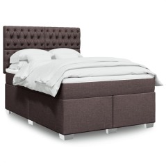 vidaXL Giroletto a Molle con Materasso Marrone Scuro 140x200cm Tessuto