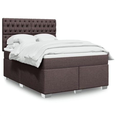 vidaXL Giroletto a Molle con Materasso Marrone Scuro 140x200cm Tessuto