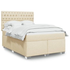 vidaXL Giroletto a Molle con Materasso Crema 140x200 cm in Tessuto