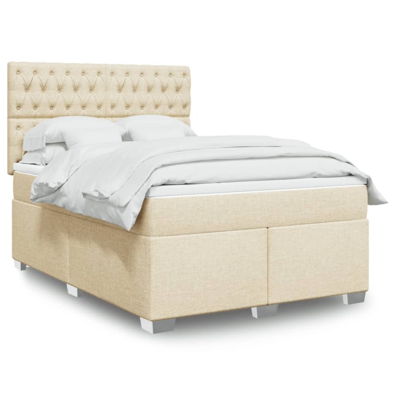 vidaXL Giroletto a Molle con Materasso Crema 140x200 cm in Tessuto