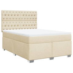 vidaXL Giroletto a Molle con Materasso Crema 140x200 cm in Tessuto
