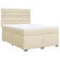 vidaXL Giroletto a Molle con Materasso Crema 140x200 cm in Tessuto