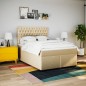 vidaXL Giroletto a Molle con Materasso Crema 140x200 cm in Tessuto