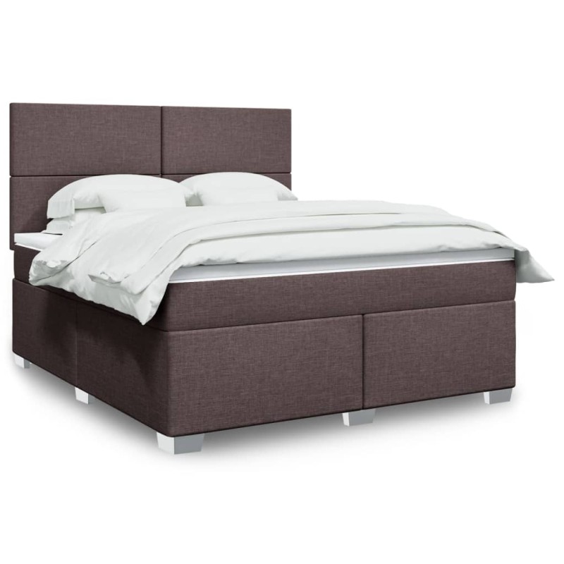 vidaXL Giroletto a Molle con Materasso Marrone Scuro 180x200cm Tessuto vidaXL Giroletto a Molle con Materasso Marrone Scuro 180x200cm Tessuto