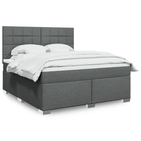 vidaXL Giroletto a Molle con Materasso Grigio Scuro 180x200 cm Tessuto