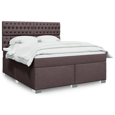 vidaXL Giroletto a Molle con Materasso Marrone Scuro 180x200cm Tessuto