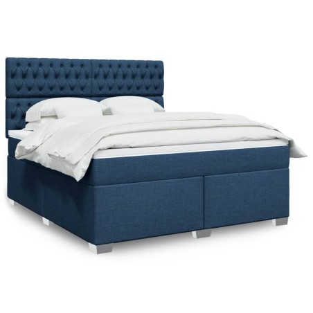 vidaXL Giroletto a Molle con Materasso Blu 180x200 cm in Tessuto