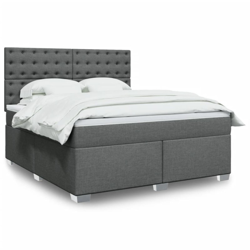 vidaXL Giroletto a Molle con Materasso Grigio Scuro 180x200 cm Tessuto vidaXL Giroletto a Molle con Materasso Grigio Scuro 180x200 cm Tessuto