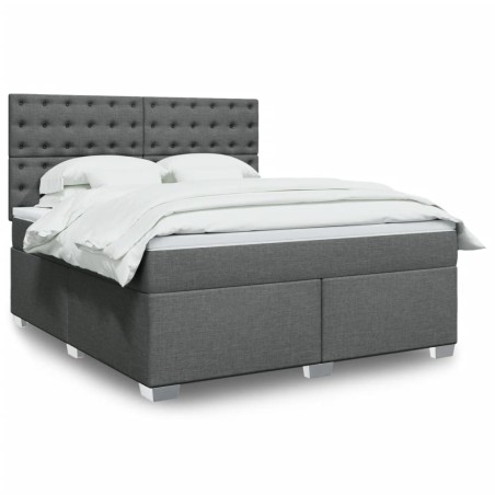vidaXL Giroletto a Molle con Materasso Grigio Scuro 180x200 cm Tessuto