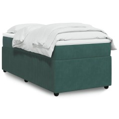 vidaXL Giroletto a Molle con Materasso Verde Scuro 80x200 cm Velluto