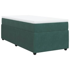 vidaXL Giroletto a Molle con Materasso Verde Scuro 80x200 cm Velluto