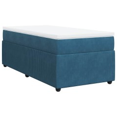vidaXL Giroletto a Molle con Materasso Blu Scuro 100x200 cm in Velluto