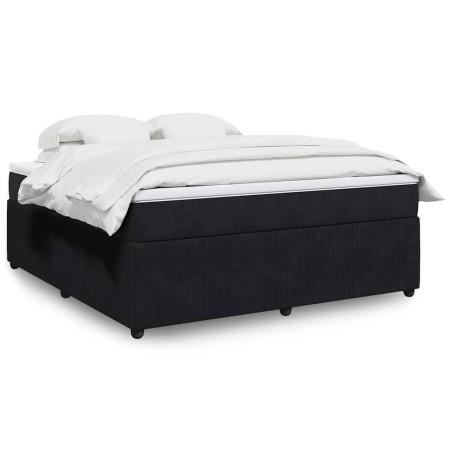 vidaXL Giroletto a Molle con Materasso Nero 180x200 cm in Velluto