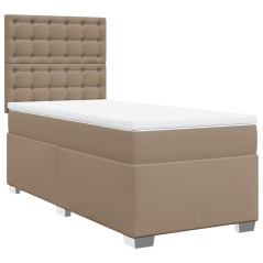 vidaXL Giroletto a Molle con Materasso Cappuccino 90x190 cm Similpelle