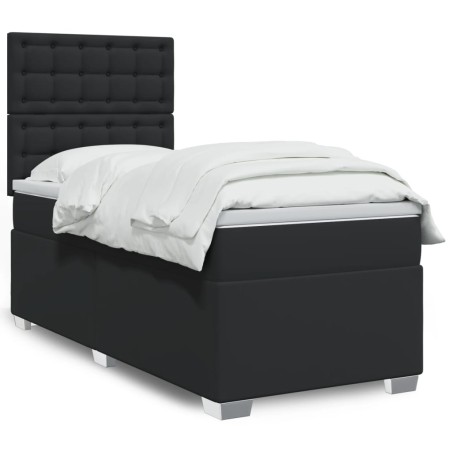 vidaXL Giroletto a Molle con Materasso Nero 100x200 cm in Similpelle