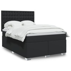 vidaXL Giroletto a Molle con Materasso Nero 140x190 cm in Similpelle