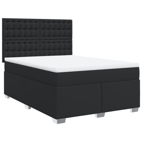 vidaXL Giroletto a Molle con Materasso Nero 140x190 cm in Similpelle