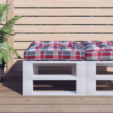 vidaXL Cuscino per Pallet a Quadri Rossi 50x50x12 cm in Tessuto