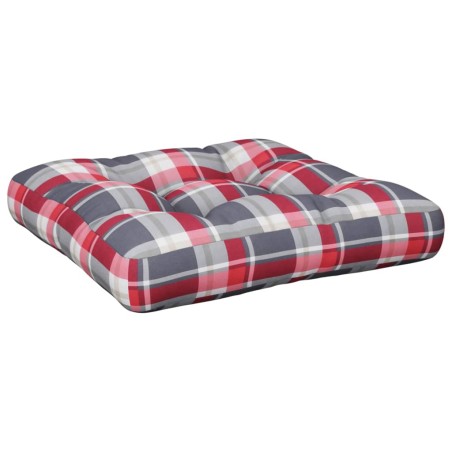 vidaXL Cuscino per Pallet a Quadri Rossi 50x50x12 cm in Tessuto