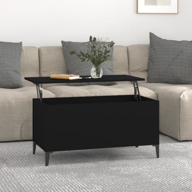 Tavolino da Salotto Nero 90x44,5x45 cm in Legno Multistrato Tavolino da Salotto Nero 90x44,5x45 cm in Legno Multistrato