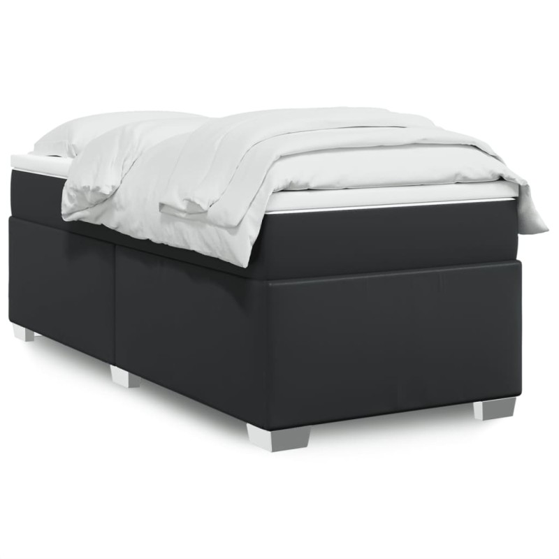 vidaXL Giroletto a Molle con Materasso Nero 100x200 cm in Similpelle