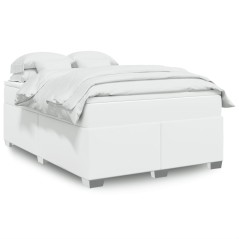 vidaXL Giroletto a Molle con Materasso Bianco 160x200 cm in Similpelle