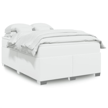 vidaXL Giroletto a Molle con Materasso Bianco 160x200 cm in Similpelle
