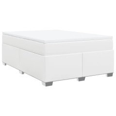 vidaXL Giroletto a Molle con Materasso Bianco 160x200 cm in Similpelle