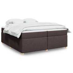 vidaXL Giroletto a Molle con Materasso Marrone Scuro 200x200cm Tessuto