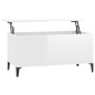 Tavolino Salotto Bianco Lucido 90x44,5x45 cm Legno Multistrato Tavolino Salotto Bianco Lucido 90x44,5x45 cm Legno Multistrato
