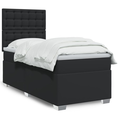 vidaXL Giroletto a Molle con Materasso Nero 90x200 cm in Similpelle