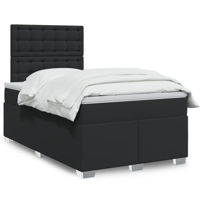 vidaXL Giroletto a Molle con Materasso Nero 120x190 cm in Similpelle