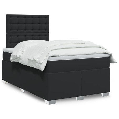 vidaXL Giroletto a Molle con Materasso Nero 120x190 cm in Similpelle