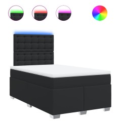 vidaXL Giroletto a Molle con Materasso Nero 120x190 cm in Similpelle