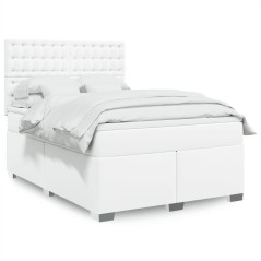 vidaXL Giroletto a Molle con Materasso Bianco 140x200 cm in Similpelle