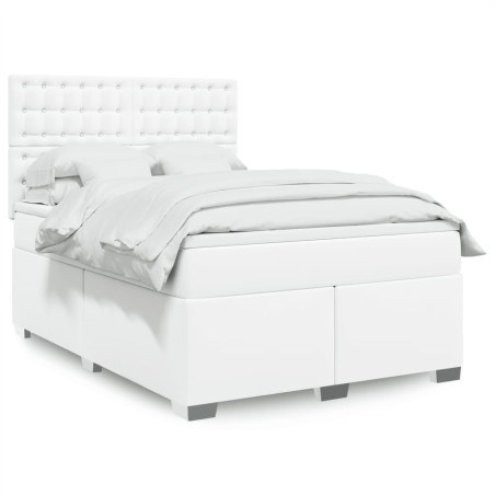 vidaXL Giroletto a Molle con Materasso Bianco 140x200 cm in Similpelle