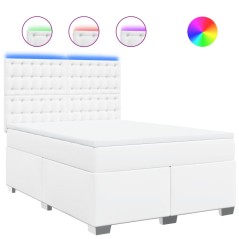 vidaXL Giroletto a Molle con Materasso Bianco 140x200 cm in Similpelle