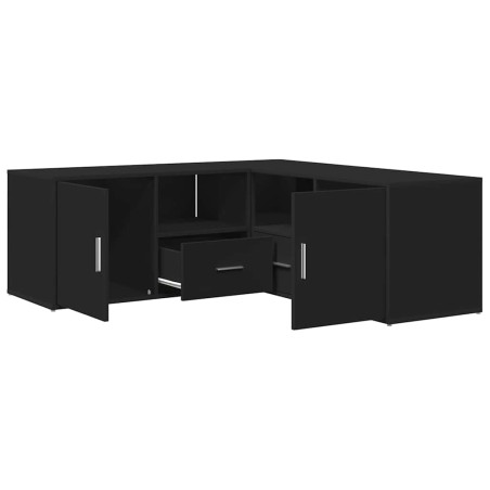 vidaXL Mobile Angolare Nero 200x40x45 cm in Truciolato