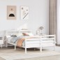 vidaXL Giroletto con Testiera Bianco 135x190 cm Legno Massello di Pino vidaXL Giroletto con Testiera Bianco 135x190 cm Legno Massello di Pino