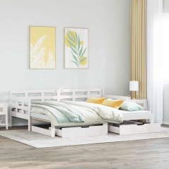 vidaXL Letto Estraibile con Cassetti senza Materasso Bianco 90x190 cm