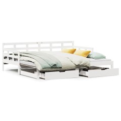vidaXL Letto Estraibile con Cassetti senza Materasso Bianco 90x190 cm