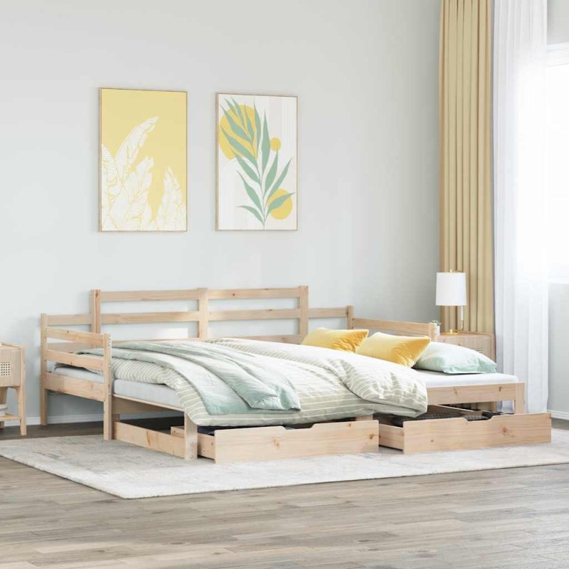 vidaXL Divano Letto Estraibile con Cassetti senza Materasso 90x190 cm vidaXL Divano Letto Estraibile con Cassetti senza Materasso 90x190 cm